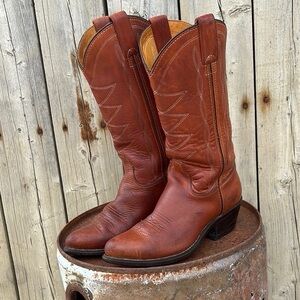 60 Classic Brown Leather Cowboy Boots Sz 65